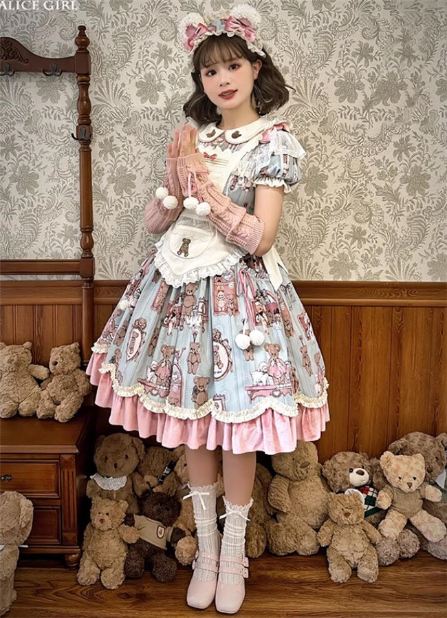 Alice Girl Bear Dolls Lolita Jumper Dress and Blouse- My Lolita Dress
