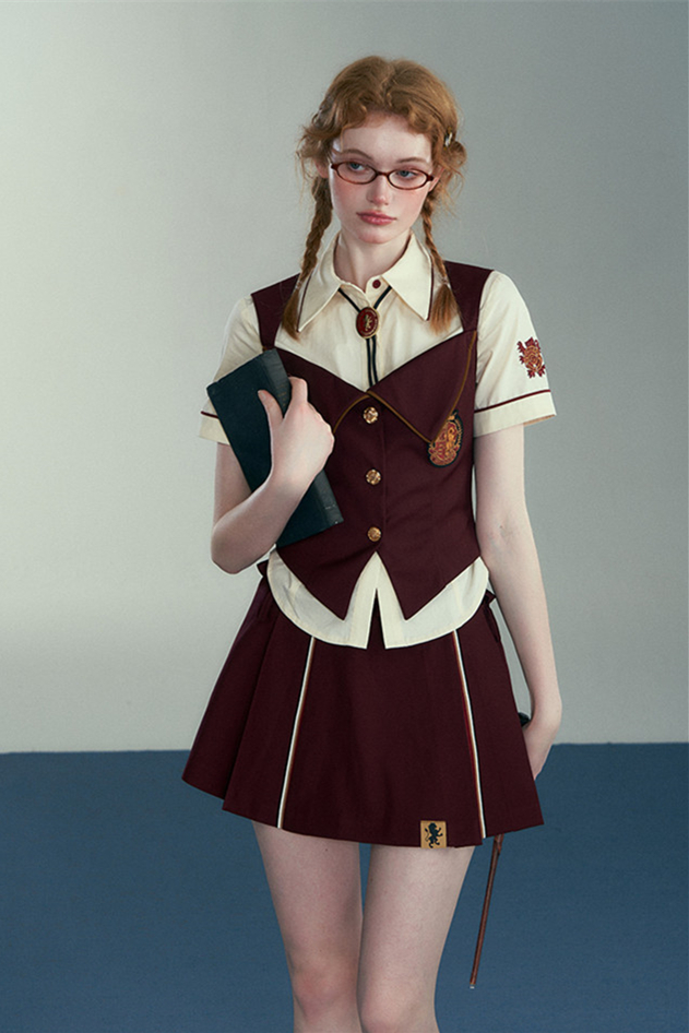 Kyouko & Harry Potter Co-signed College Style Skirt, Blouse and Vest Harry Potter Clothes