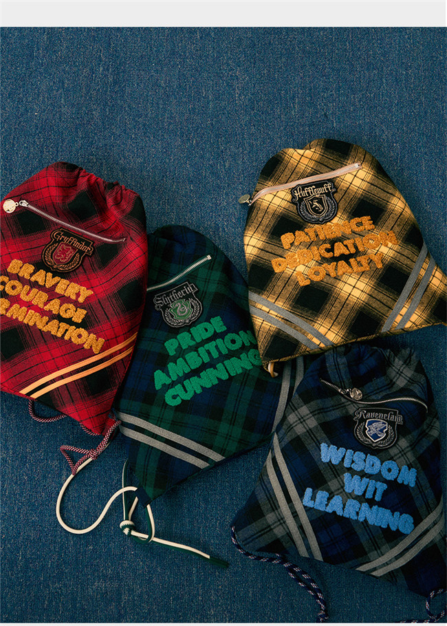 Kyouko & Harry Potter Co-signed Plaid Drawstring Shoulder Backpack Harry Potter Cosplay