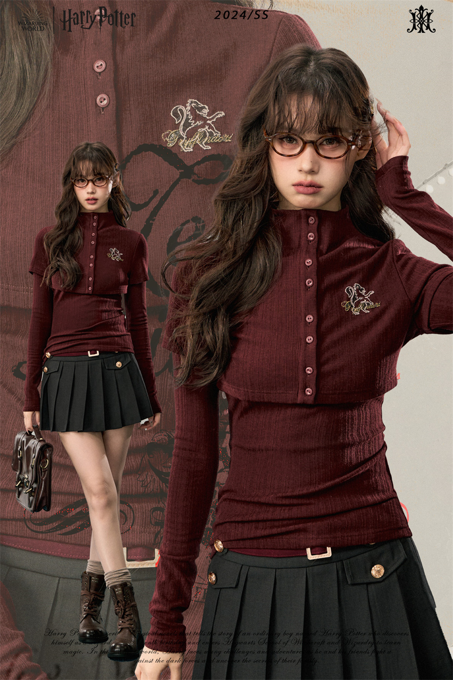 Kyouko & Harry Potter Collaborated Fake Two Pieces Top Wear Harry Potter Clothes