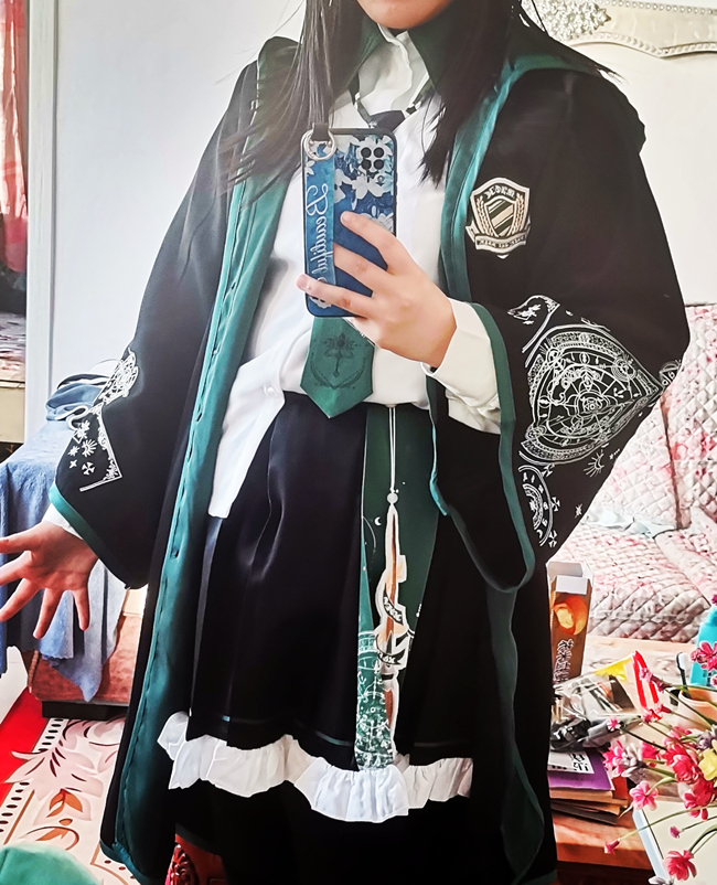 Astrologer Halloween Magic Cape, Blouse, Skirt and Necktie