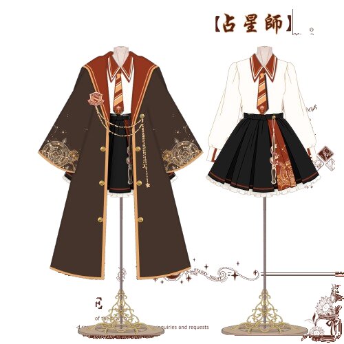 Astrologer Halloween Magic Cape, Blouse, Skirt and Necktie