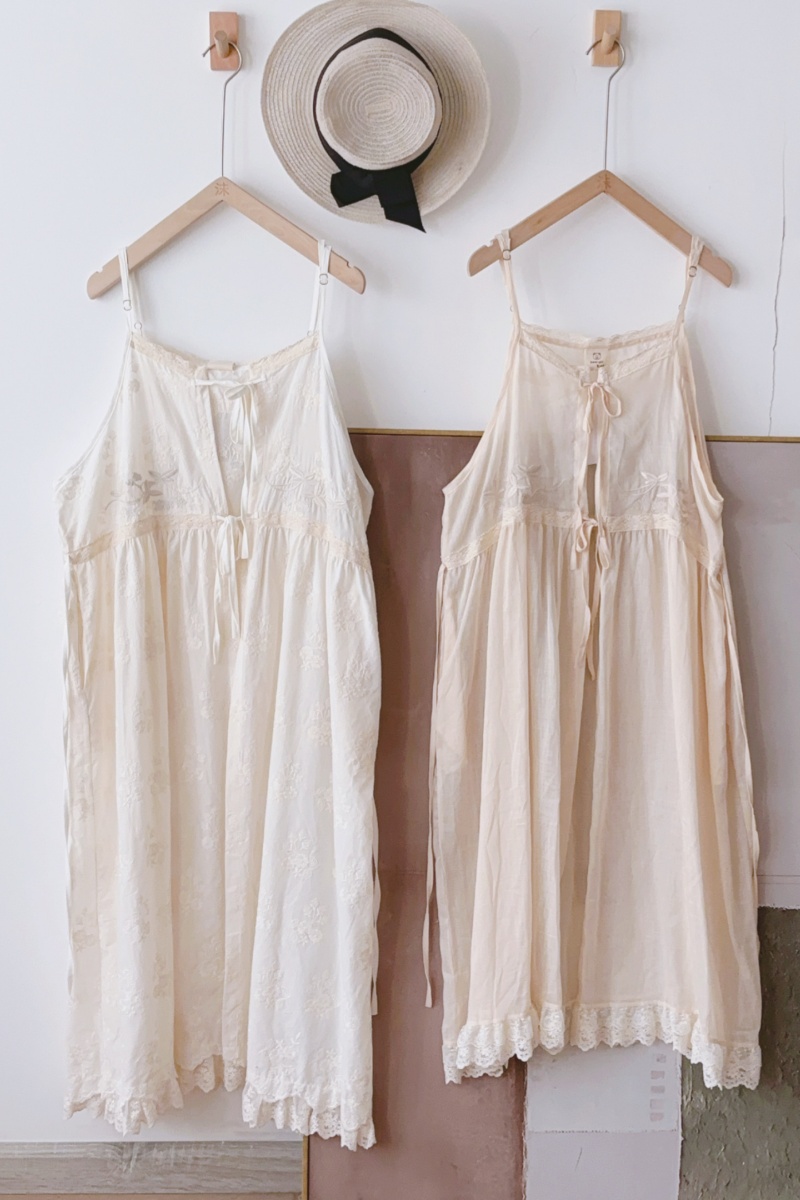 Fresh Nature Embroidery Overdress Beige Mori Kei Outfits