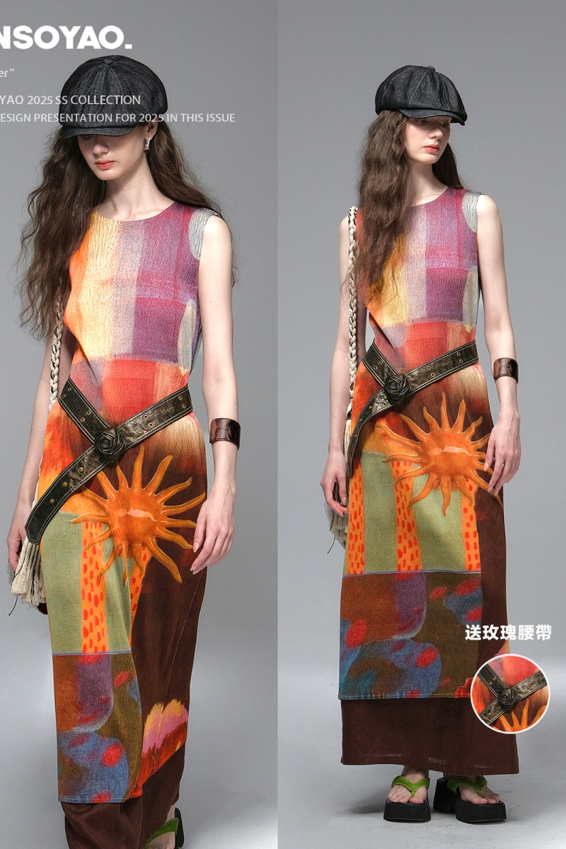 Gypsy Sunset Retro Printed Dress