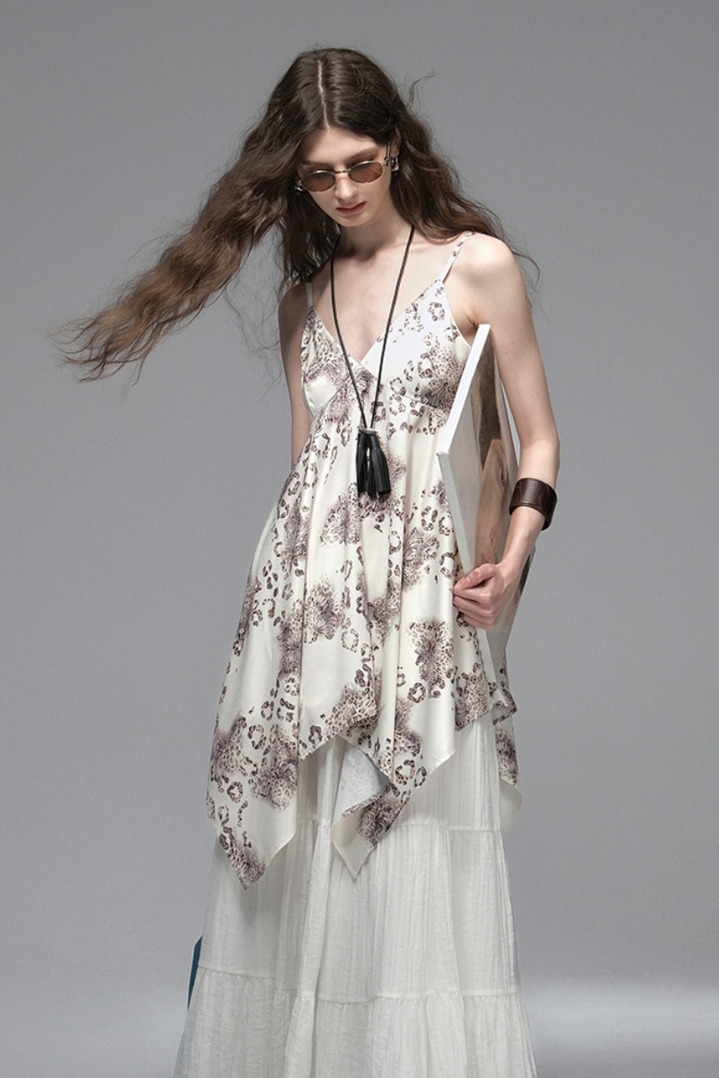 Mori Kei Style Bronze Moonlight Irregular Printed Top Blouse