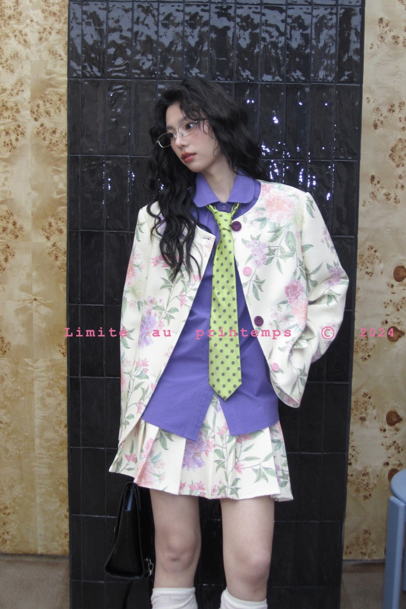 Burrata Floral Print Pleated Skirt Modern Mori Kei Outfits