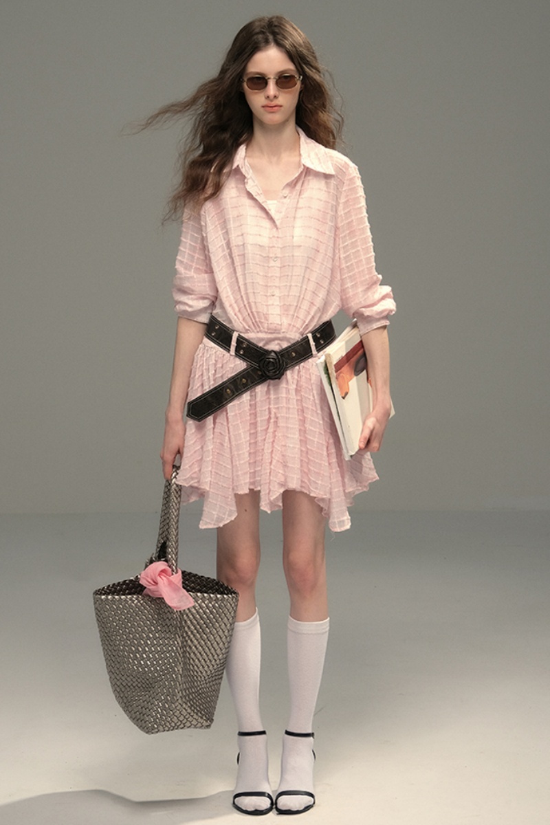 Mori Kei Style Pink Plaid Dress