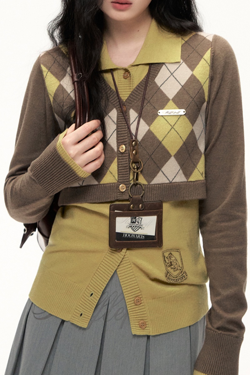 Kyouko & Harry Potter Collaborated Fake Two-Piece Cardigan Plaid Skirt Harry Potter Clothing- Harry Potter Clothes Shopping