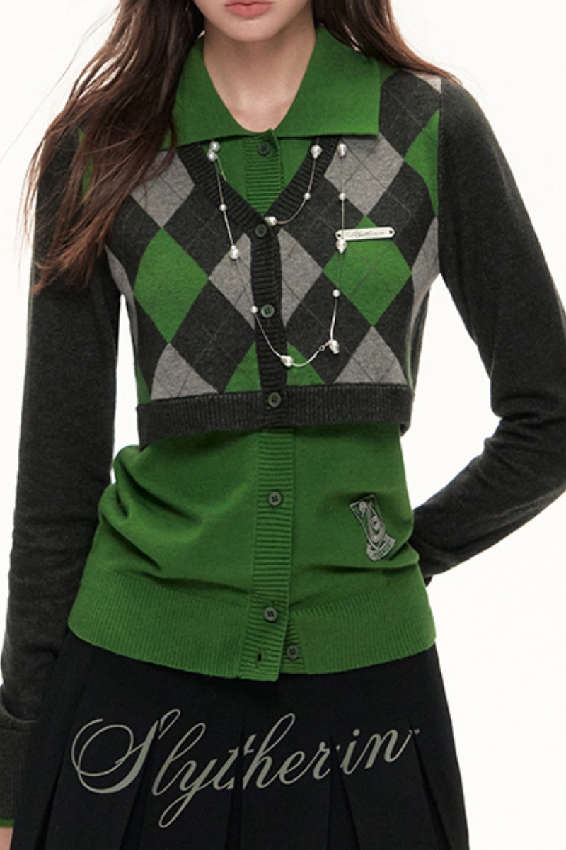 Kyouko & Harry Potter Collaborated Fake Two-Piece Cardigan Plaid Skirt Harry Potter Clothing- Harry Potter Clothes Shopping