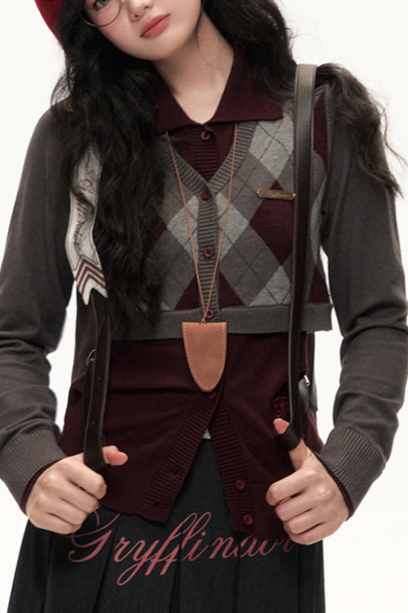 Kyouko & Harry Potter Collaborated Fake Two-Piece Cardigan Plaid Skirt Harry Potter Clothing- Harry Potter Clothes Shopping