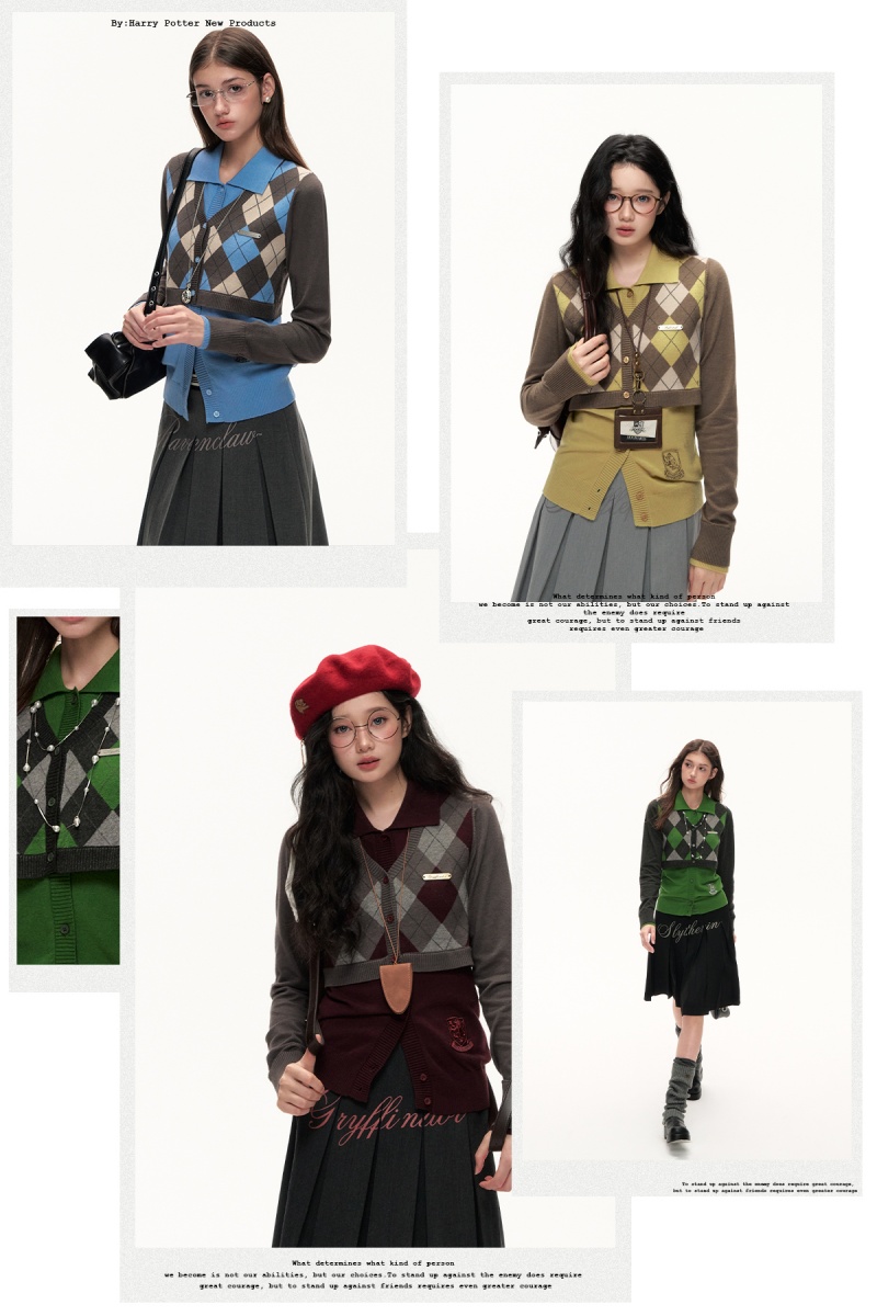 Kyouko & Harry Potter Collaborated Fake Two-Piece Cardigan Plaid Skirt Harry Potter Clothing- Harry Potter Clothes Shopping