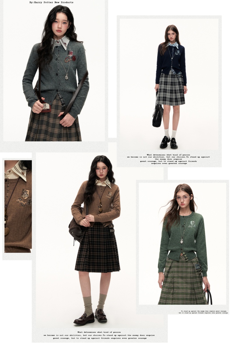 Kyouko & Harry Potter Collaborated Slim Cardigan Plaid Skirt Harry Potter Clothing - Harry Potter Clothes Shopping