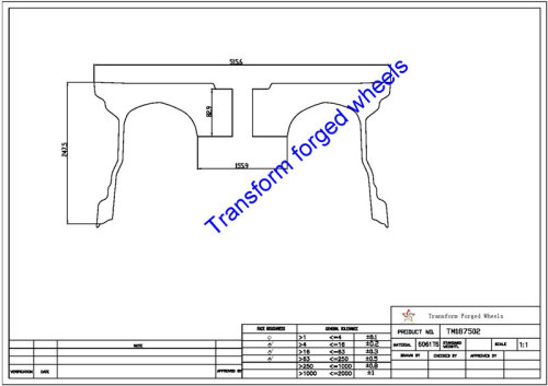 TM187502 18*7.5 Inch Forged Monoblock Wheels Blanks Drawing