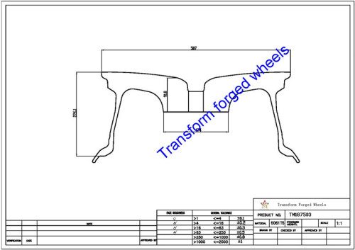 TM187503 18*7.5 Inch Forged Monoblock Wheels Blanks Drawing