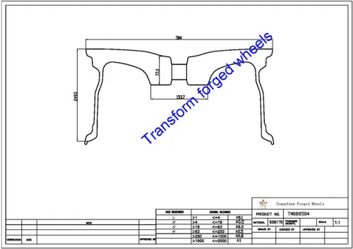TM188504 18*8.5 Inch Forged Monoblock Wheels Blanks Drawing
