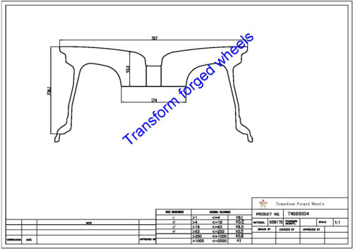 TM188004 18*8 Inch Forged Monoblock Wheels Blanks Drawing