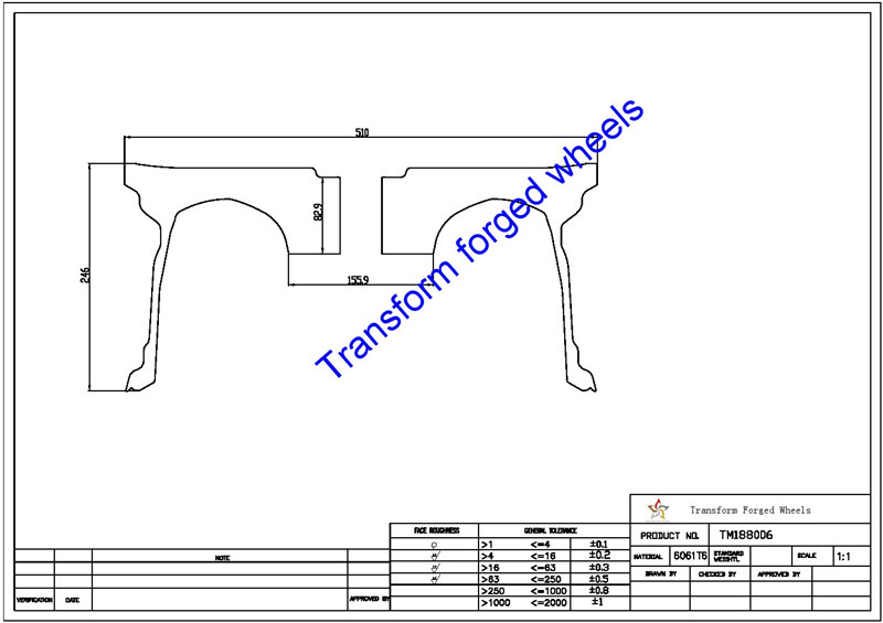 TM188006 18*8 Inch Forged Monoblock Wheels Blanks Drawing