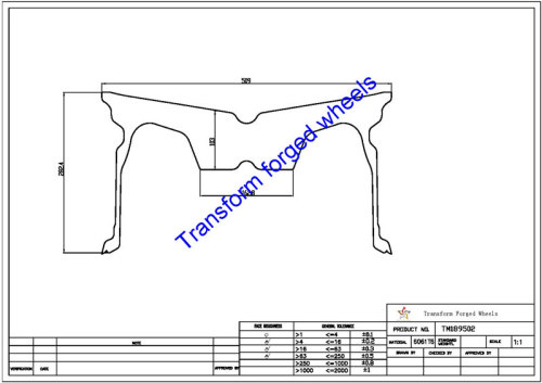 TM189502 18*9.5 Inch Forged Monoblock Wheels Blanks Drawing