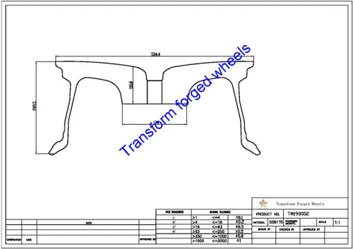 TM198002 19*8 Inch Forged Monoblock Wheels Blanks Drawing