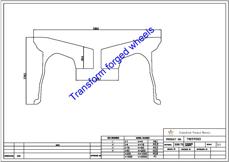 TM199503 19*9.5 Inch Forged Monoblock Wheels Blanks Drawing