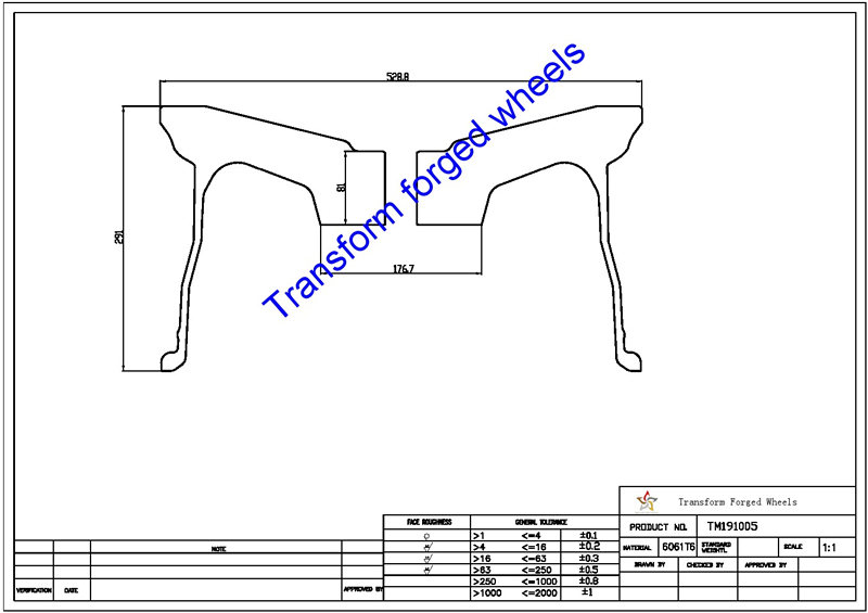 TM191005 19*10 Inch Forged Monoblock Wheels Blanks Drawing