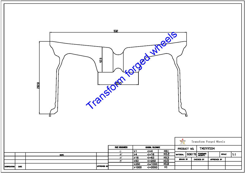 TM199504 19*9.5 Inch Forged Monoblock Wheels Blanks Drawing