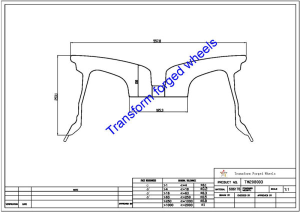 TM208003 20*8 Inch Forged Monoblock Wheels Blanks Drawing