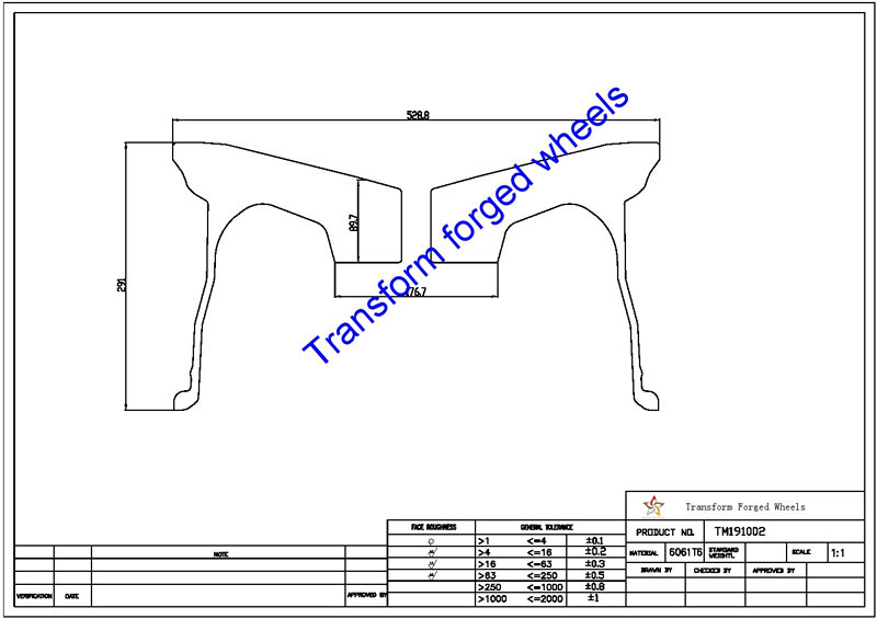 TM191002 19*10 Inch Forged Monoblock Wheels Blanks Drawing