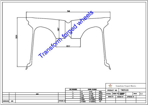 TM191101 19*11 Inch Forged Monoblock Wheels Blanks Drawing