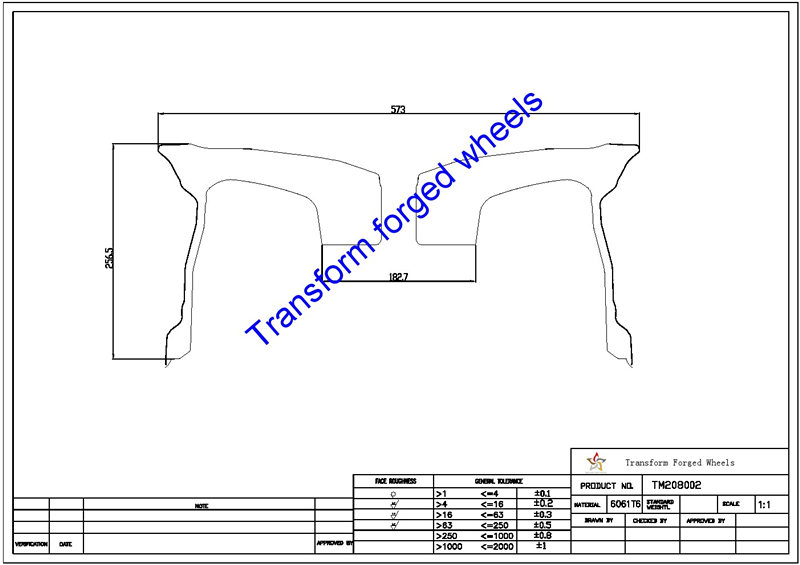 TM208002 20*8 Inch Forged Monoblock Wheels Blanks Drawing