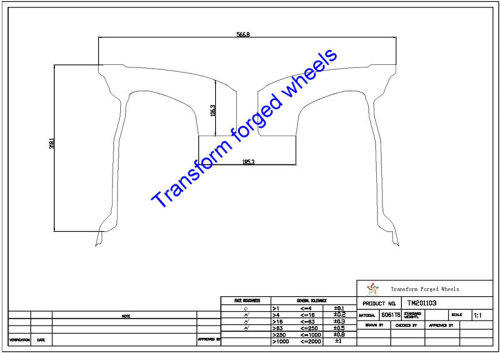 TM201103 20*11 Inch Forged Monoblock Wheels Blanks Drawing