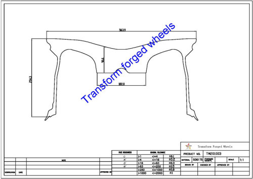 TM201003 20*10 Inch Forged Monoblock Wheels Blanks Drawing