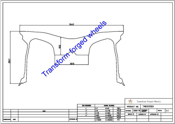 TM209503 20*9.5 Inch Forged Monoblock Wheels Blanks Drawing