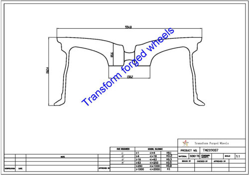 TM209007 20*9 Inch Forged Monoblock Wheels Blanks Drawing