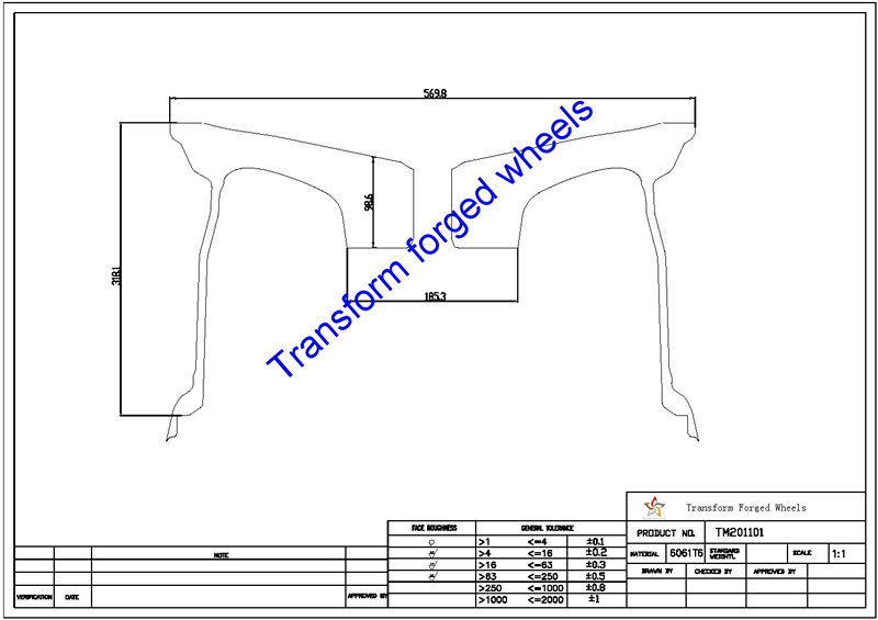 TM201101 20*11 Inch Forged Monoblock Wheels Blanks Drawing