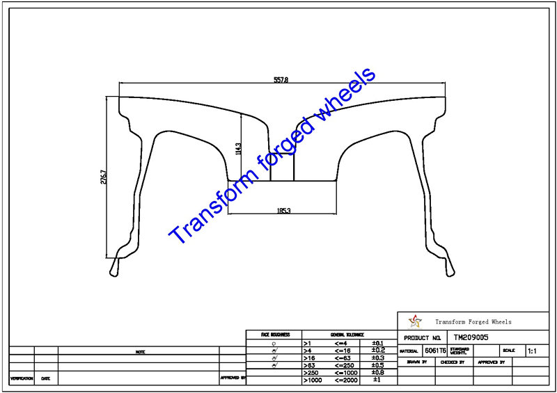 TM209005 20*9 Inch Forged Monoblock Wheels Blanks Drawing