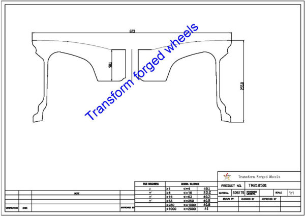 TM218501 21*8.5 Inch Forged Monoblock Wheels Blanks Drawing