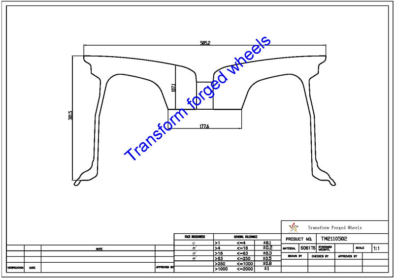 TM2110502 21*10.5 Inch Forged Monoblock Wheels Blanks Drawing