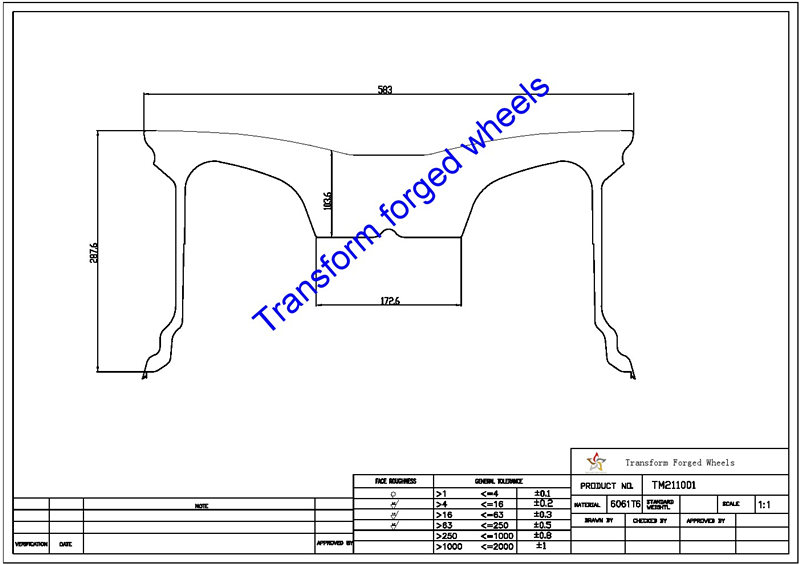 TM211001 21*10 Inch Forged Monoblock Wheels Blanks Drawing