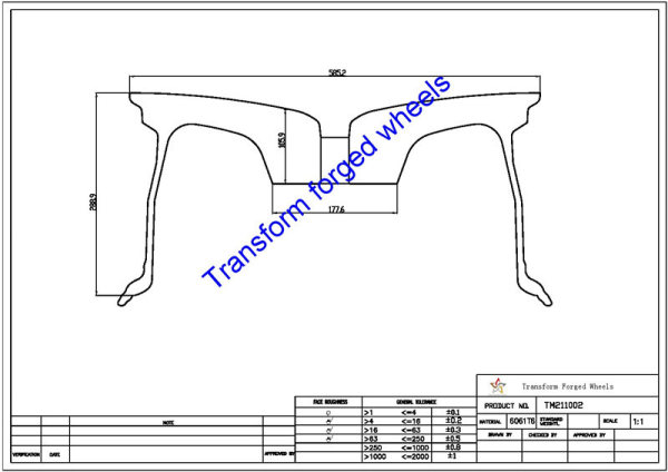 TM211002 21*10 Inch Forged Monoblock Wheels Blanks Drawing