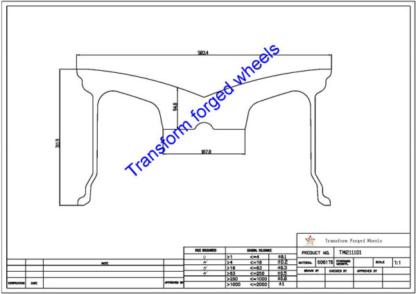 TM211101 21*11 Inch Forged Monoblock Wheels Blanks Drawing