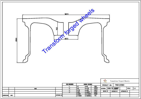 TM2110503 21*10.5 Inch Forged Monoblock Wheels Blanks Drawing