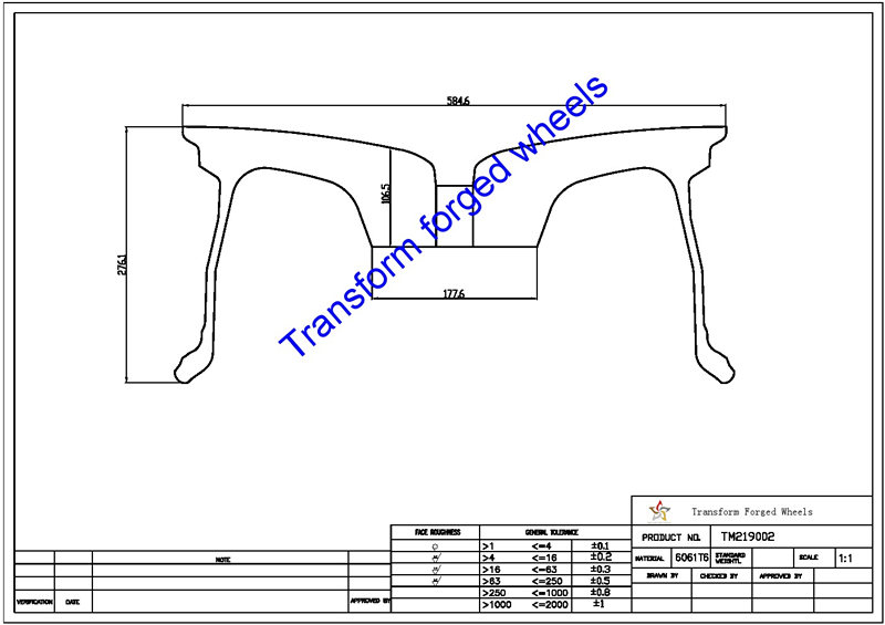 TM219002 21*9 Inch Forged Monoblock Wheels Blanks Drawing