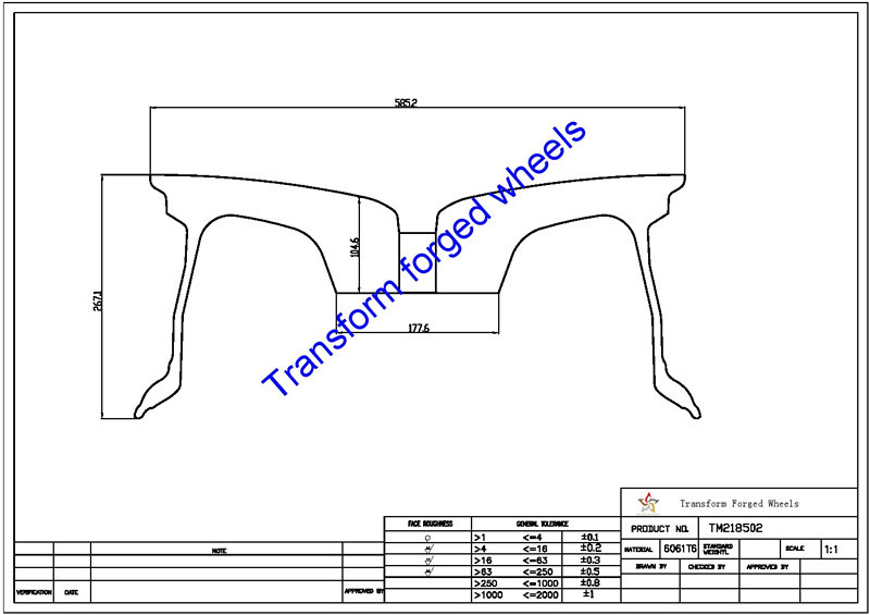 TM218502 21*8.5 Inch Forged Monoblock Wheels Blanks Drawing