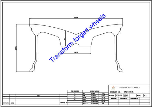 TM2110501 21*10.5 Inch Forged Monoblock Wheels Blanks Drawing