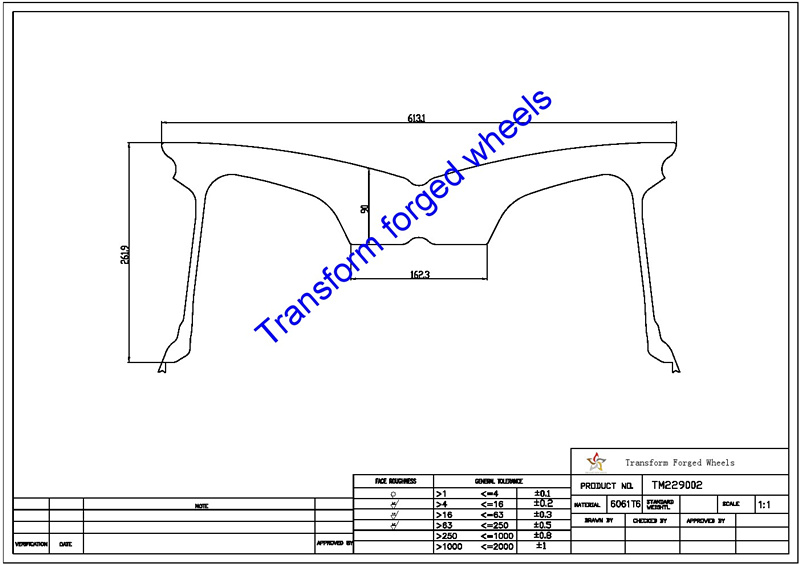 TM229002 22*9 Inch Forged Monoblock Wheels Blanks Drawing