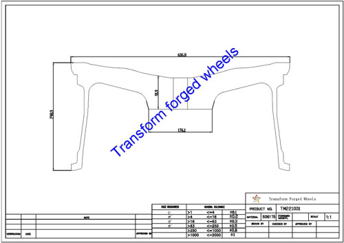 TM221001 22*10 Inch Forged Monoblock Wheels Blanks Drawing