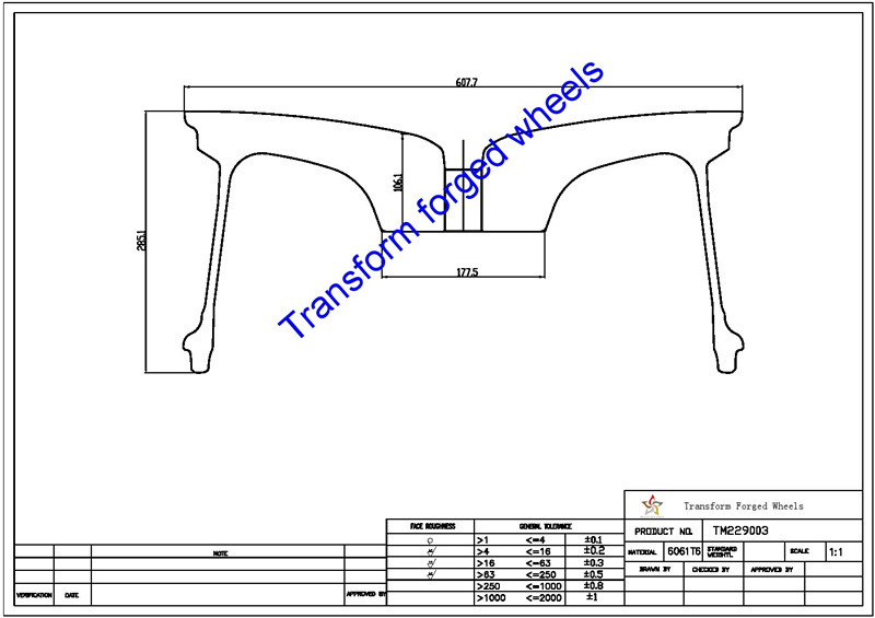 TM229003 22*9 Inch Forged Monoblock Wheels Blanks Drawing