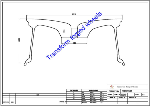 TM229504 22*9.5 Inch Forged Monoblock Wheels Blanks Drawing