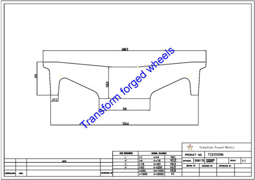 TC220006 22 Inch Forged Aluminum Raw Center Disk Blanks Drawing